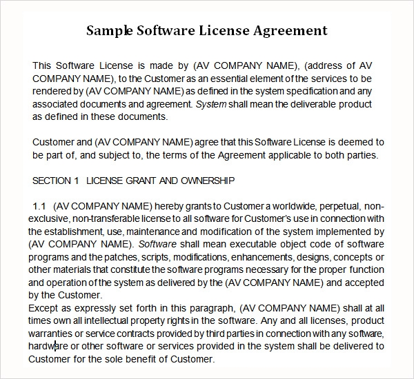 Software License Agreement Template gzclever